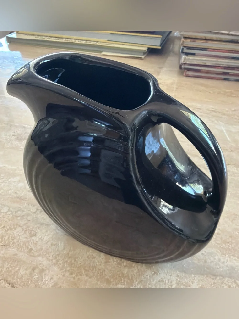Fiestaware 5.5” Black Mini Disc Ceramic Creamer Pitcher
